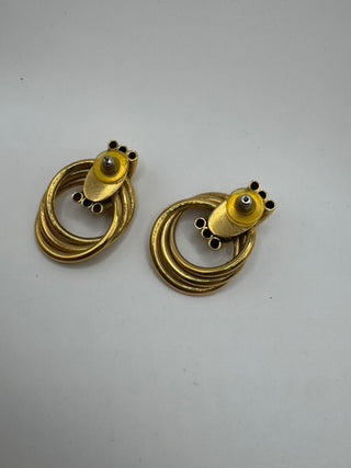 80s Gold Tone Statement Post Earrings