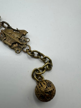 Vintage Mid Century Egyptian Revival Brass link bracelet