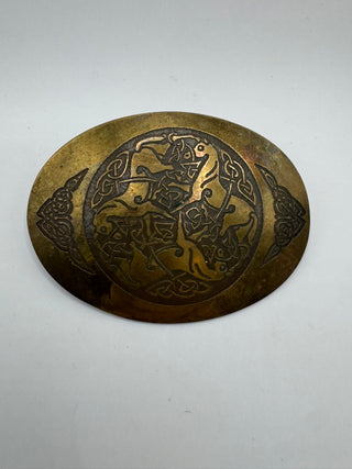 Tri Horse Celtic Vintage Brass Hair Clip