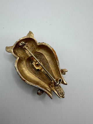 Vintage JJ Jonette Owl Brooch