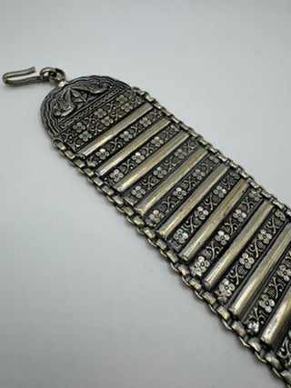 Silver tone articulated bracelet