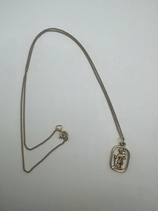 Vintage 9ct Gold St Christopher Pendant with Chain