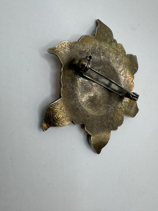 Vintage Cloisionne Rose Brooch