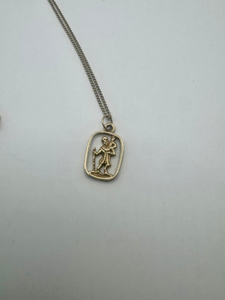 Vintage 9ct Gold St Christopher Pendant with Chain