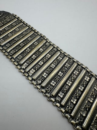 Silver tone articulated bracelet