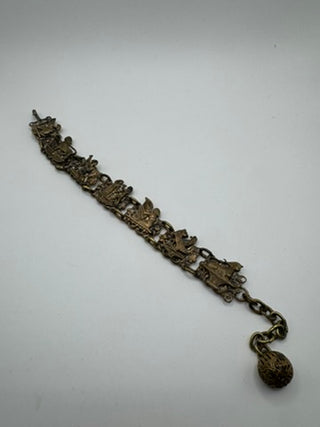 Vintage Mid Century Egyptian Revival Brass link bracelet