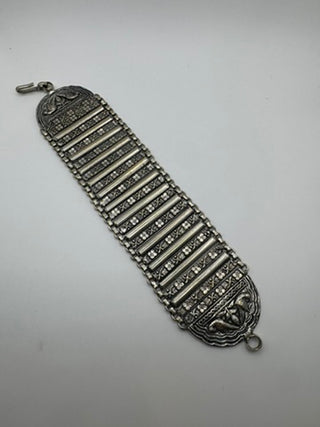 Silver tone articulated bracelet