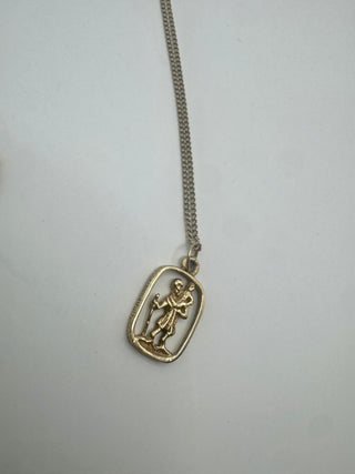 Vintage 9ct Gold St Christopher Pendant with Chain