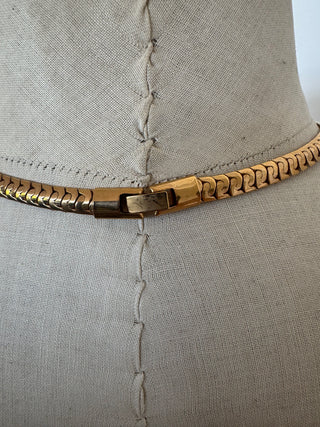 Vintage Art Deco style 80s Crystal Snake Chain Necklace - Costume Necklace