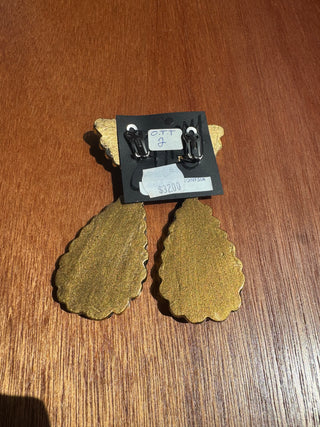 Vintage Statement Earring, retro design with Amber