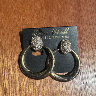 Vintage Clip on Earrings, Gold 22KGP, with Crystal