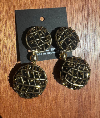 Vintage Clip on Earrings - Fabric with beads