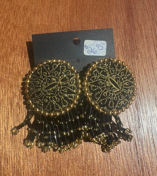 Vinage Clip on Deadstock Black and Gold Earrings