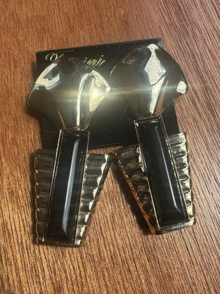 Vintage Gold and Black Statement Clip on Earrings
