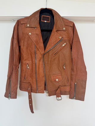 Genuine leather biker jacket, size 8-10