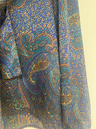 Vintage Indigo Paisley Shirt - Size 12-14