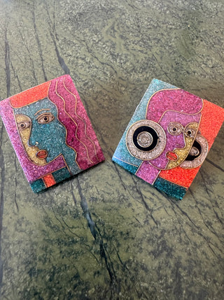 Vinatge 1970s cubit surrealist post earrings