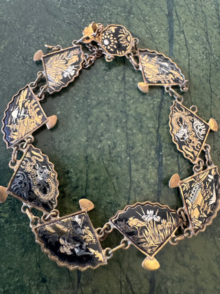 Vintage Japanese damascene jewellery set