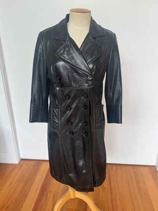 Stunning Vintage Pinto Long Leather Jacket - Size 10-12