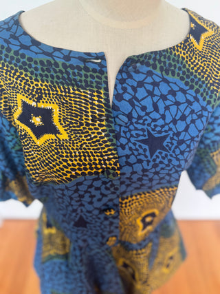 Vibrant 80s patterned top- size 10-12