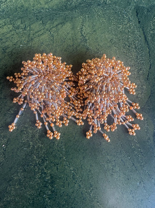 Gold beaded Starburst Vintage Earrings