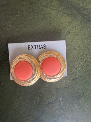 Vintage Costume Clip ons - Gold with Peach