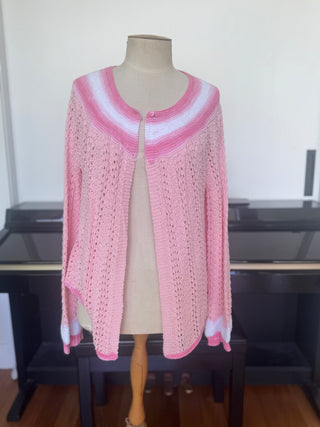 Handknitted Pink Cardi - size 10-12