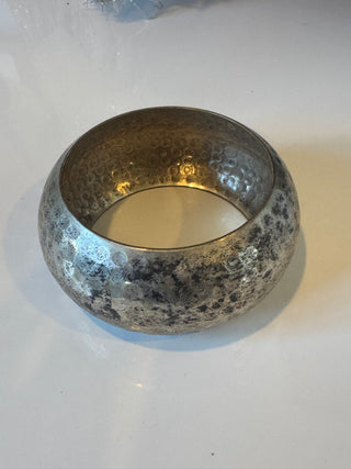 Large Chunky Hammered Metal Bangle