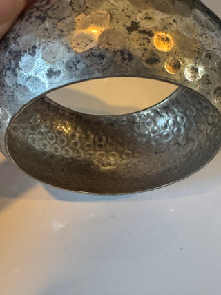 Large Chunky Hammered Metal Bangle