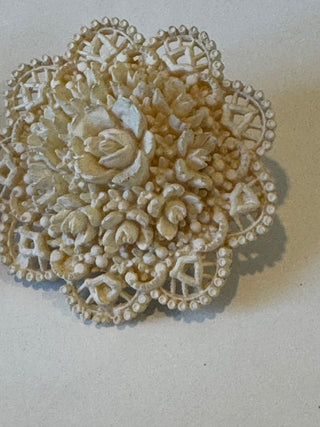 Vintage very ornate celluloid earrings Clip ons