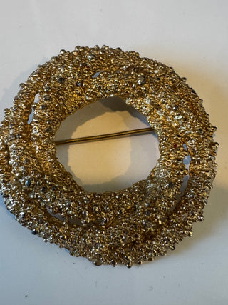 Signed Napier Gold Tone Wreath Brooch