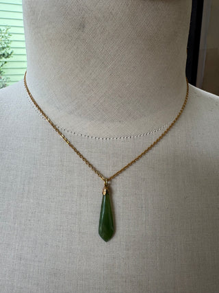 Jadeite Pendant with Gold Tone Chain