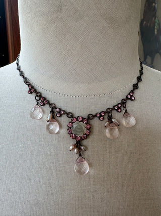 Vintage Costume - Avon style Pink Drop Necklace