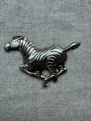 Silver Tone Zebra Brooch