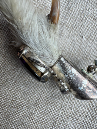 Antique Scottish Silver Grouse Foot and Amethyst Brooch/Kilt Pin