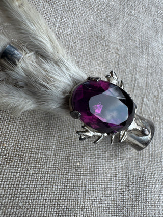 Antique Scottish Silver Grouse Foot and Amethyst Brooch/Kilt Pin
