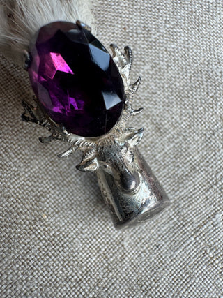 Antique Scottish Silver Grouse Foot and Amethyst Brooch/Kilt Pin