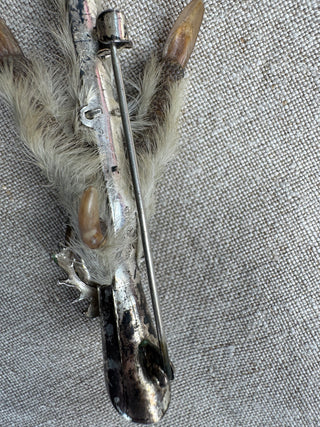 Antique Scottish Silver Grouse Foot and Amethyst Brooch/Kilt Pin