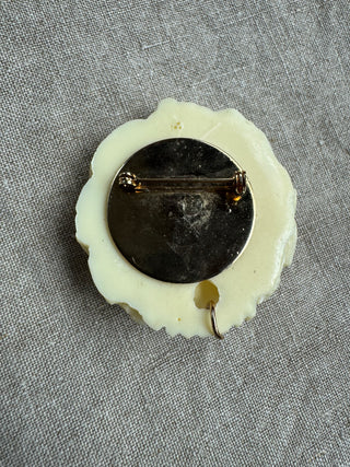 Pre- 1950s Celluloid Carved Rose Brooch/Pendant