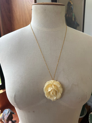 Pre- 1950s Celluloid Carved Rose Brooch/Pendant