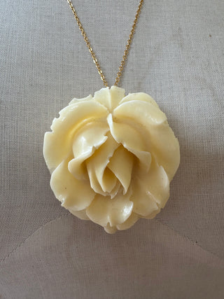 Pre- 1950s Celluloid Carved Rose Brooch/Pendant