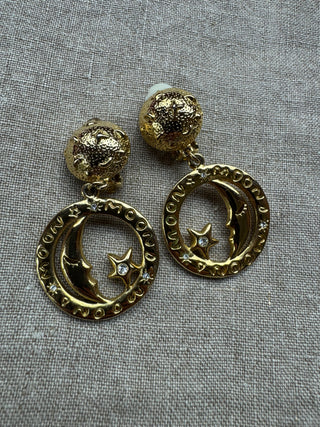 Vintage Celestial Clip ons moon and stars