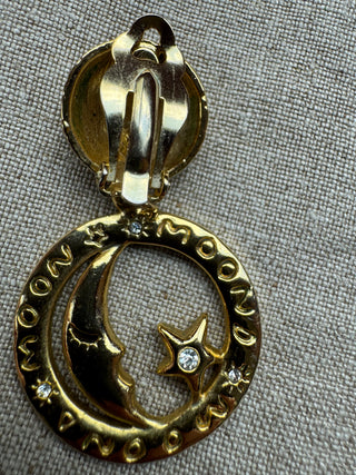 Vintage Celestial Clip ons moon and stars
