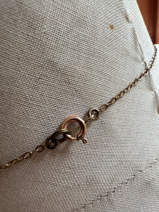 1950s synthetic opal vintage pendant and gold tone necklace