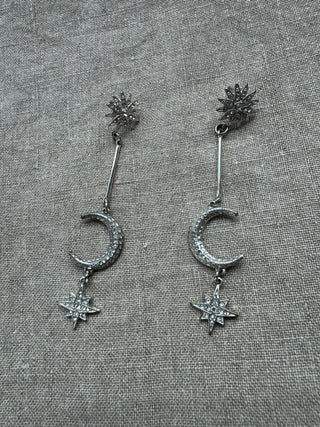 Silver Tone celestial drop earrings