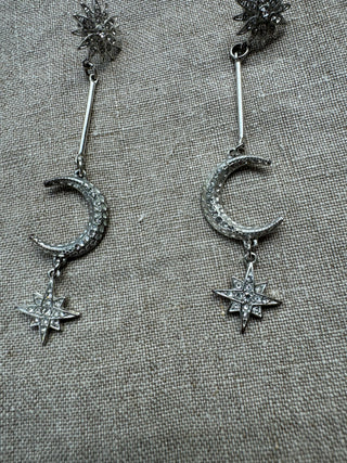 Silver Tone celestial drop earrings