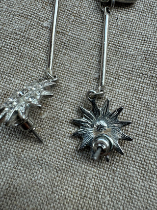 Silver Tone celestial drop earrings