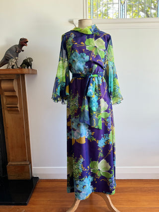 Kevin Berkahn 1970s Floral Dress - Size Small (8-10)