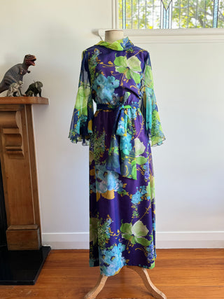 Kevin Berkahn 1970s Floral Dress - Size Small (8-10)