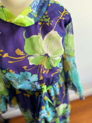 Kevin Berkahn 1970s Floral Dress - Size Small (8-10)
